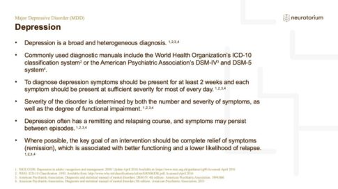 Major Depressive Disorder – Definitions and Diagnosis – slide 3